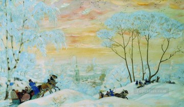 150の主題の芸術作品 Painting - 除雪祭 1916 ボリス・ミハイロヴィチ・クストーディエフ 雪の風景